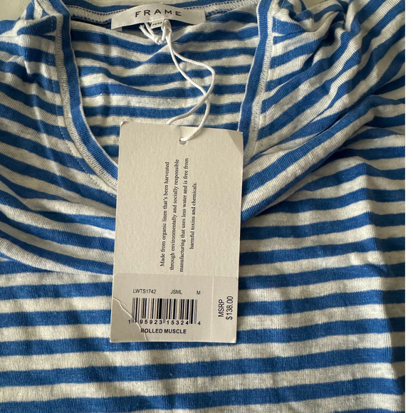 FRAME Roll Cuff Organic Linen Muscle in Jet Stream Multi Size M - Picture 9 of 11